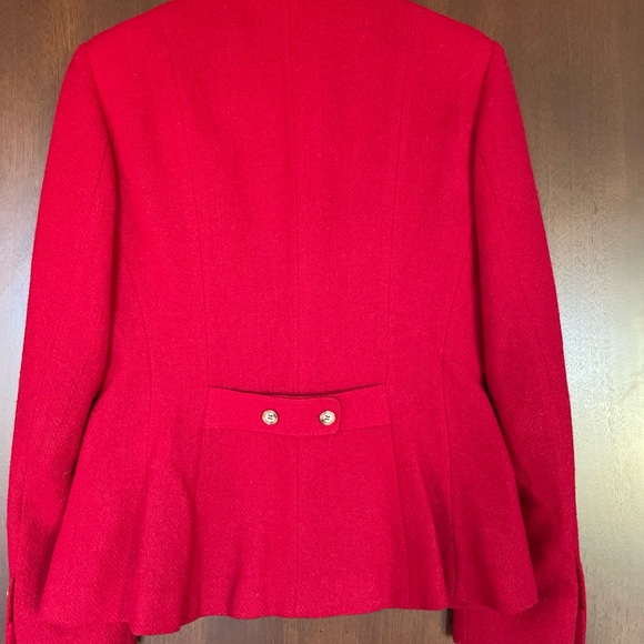 JG Hook Womens Wool Blazer Size 10 Cranberry Red Five Button Coat Jacket Vintage - Picture 12 of 13
